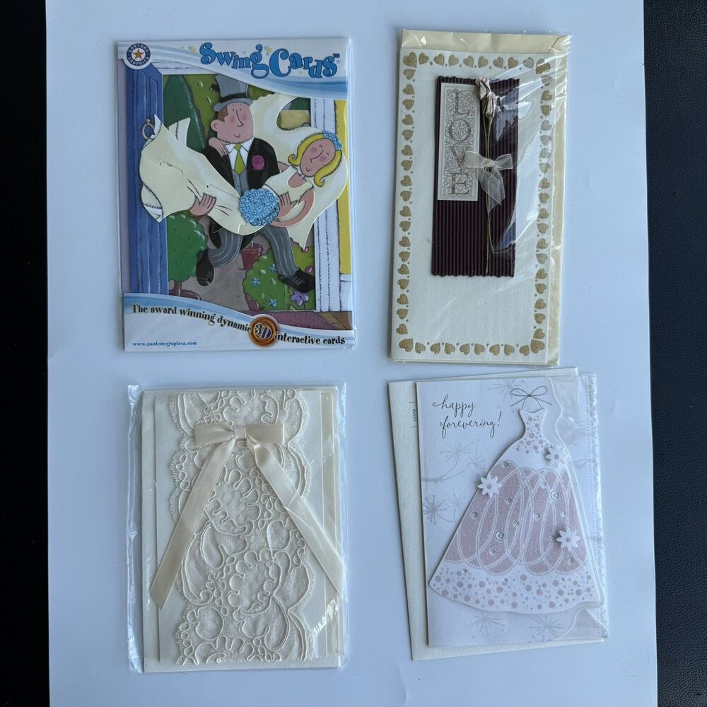Lot Of 4 Unique Wedding Set Greeting Cards Swing Hallmark Kensington Bridal Love